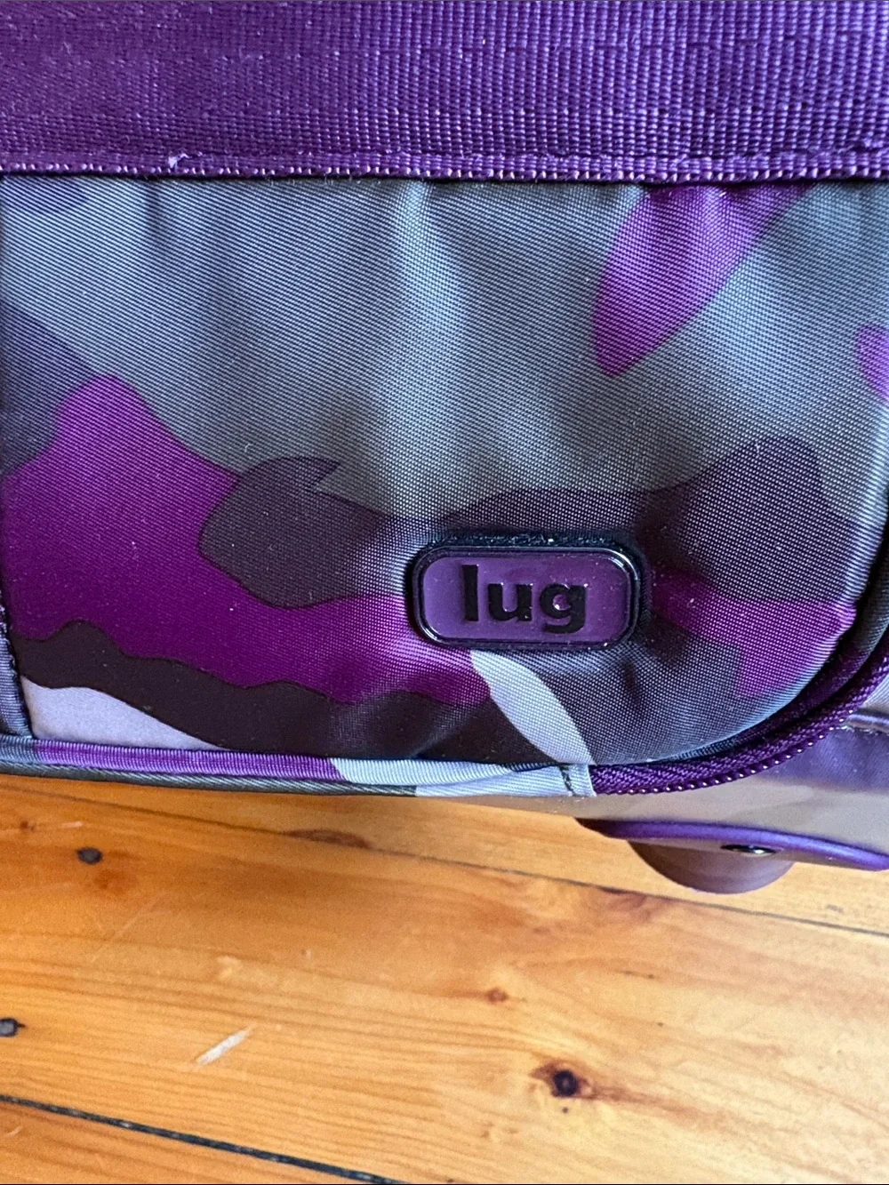 lug Purple Camo “Puddle Jumper” Quilted Rolling Tote with Multiple Pockets